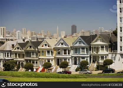 Facade of townhouses, San Francisco, California, USA