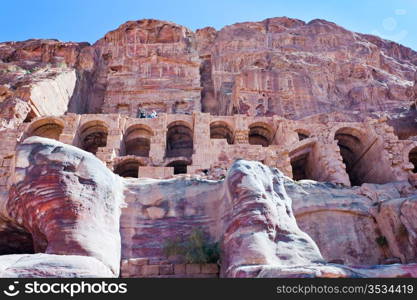 facade of Urn Tomb in Petra, Jordan