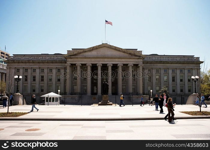 Facade of US Treasury Department Building, Washington DC, USA