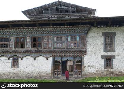Facade of Wangdichholing Palace, Chokhor Valley, Bumthang District, Bhutan