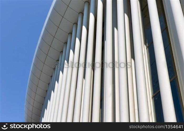 Facade with tall white columns of concert hall in Luxembourg city. Facade with white columns of concert hall in Luxembourg city