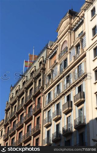 Facades in Passeig de Gracia, major avenue in Barcelona in Catalan modernism, Spanish version of Jugendstil, about 1895-1910