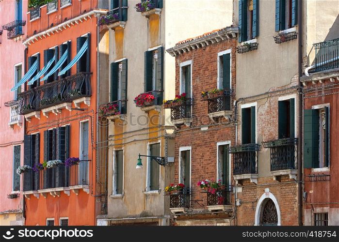 facades of houses in Venice