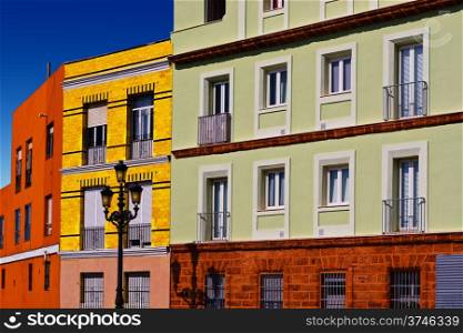 Facades of the Houses in the Spanish City of Cadis