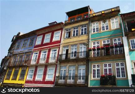 Facades of the old houses in Porto, Portugal