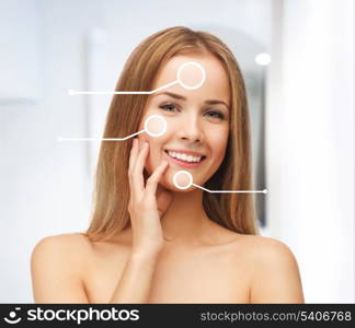 face and hands of beautiful woman with long hair