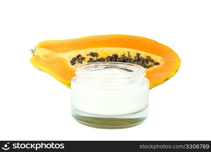 Face cream of papaya isolated on white