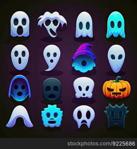 face ghost scary character ai generated. cute design, funny death, fear holiday face ghost scary character illustration. face ghost scary character ai generated