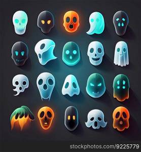 face ghost scary character ai generated. cute design, funny death, fear holiday face ghost scary character illustration. face ghost scary character ai generated