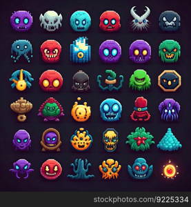 face monster character avatar ai generated. funny alien, icon halloween, happy design face monster character avatar illustration. face monster character avatar ai generated