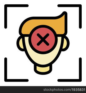 Face not recognized icon. Outline face not recognized vector icon color flat isolated. Face not recognized icon color outline vector