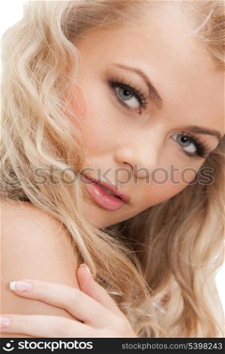 face of beautiful woman with long hair