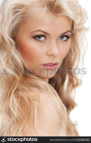 face of beautiful woman with long hair