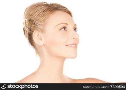 face of beautiful woman with updo hair