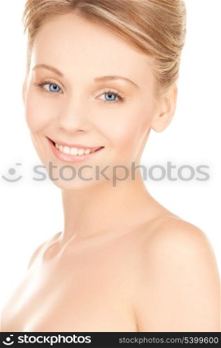 face of beautiful woman with updo hair