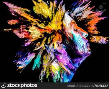 Face of Color series. Colorful abstract closup portrait on the subject of creativity, imaginat