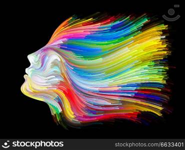 Face of Color series. Design composed of human profile and colorful lines of moving paint as a metaphor on the subject of creativity, design, internal world, human nature and artistic soul