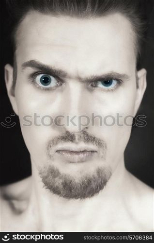 face of man with funny face closeup