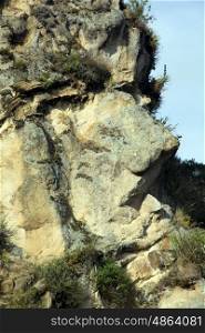 Face on the rock near Ingapirca in Ecuador