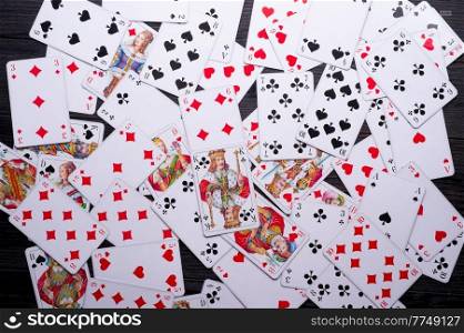 face playing cards background. Gambling, hobby and divination concept