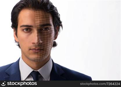 Face recognition concept with businessman portrait. The face recognition concept with businessman portrait