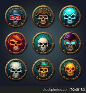 face skull death game ai generated. black evil, symbol anatomy, scary background face skull death game illustration. face skull death game ai generated