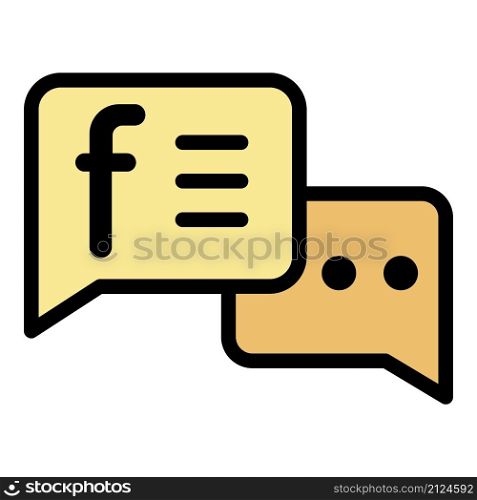 Facebook chat icon. Outline facebook chat vector icon color flat isolated. Facebook chat icon color outline vector