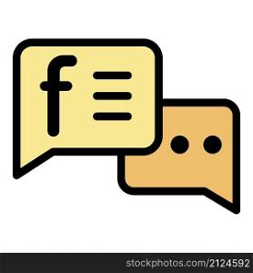 Facebook chat icon. Outline facebook chat vector icon color flat isolated. Facebook chat icon color outline vector