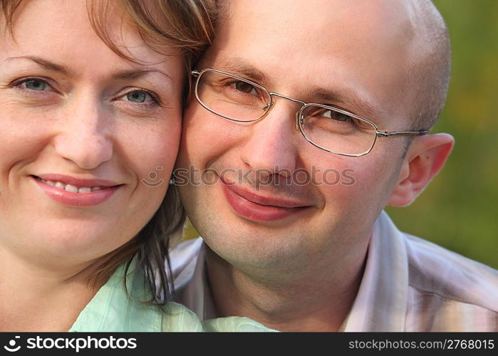 faces of happiness man and woman. man and woman are cuddling