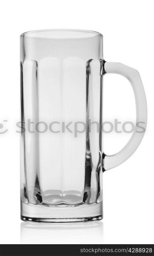 Faceted empty beer mug isolated on a white background