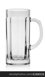 Faceted empty beer mug isolated on a white background