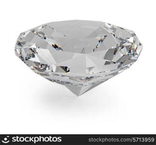 Facetted diamond isolated on white background.