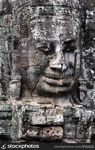 facial image in the temple of Bayon