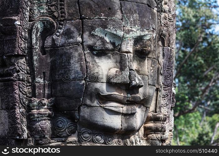 facial image in the temple of Bayon