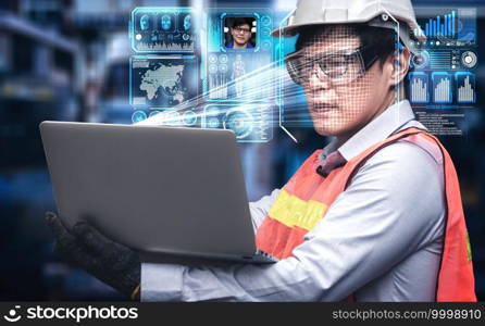 Facial recognition technology for industry worker to access machine control . Future concept interface showing digital biometric security system that analyze human face to verify personal data .. Facial recognition technology for industry worker to access machine control