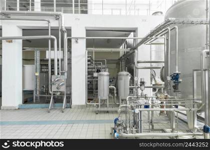 Factory and industrial production plant for the manufacture of beverages. Industrial beverage plant