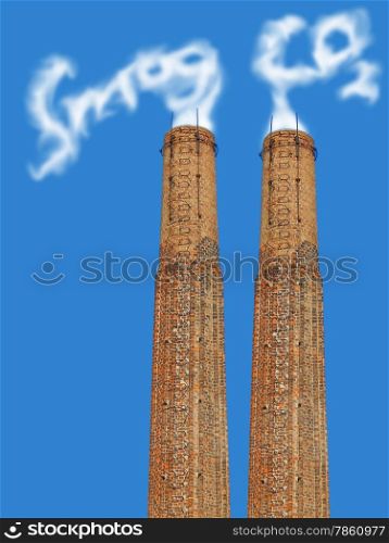 factory chimney with symbolic emission
