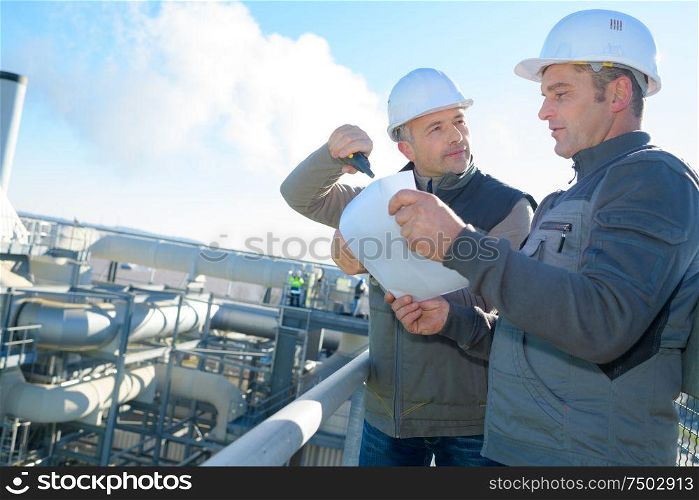 factory engineer and surveyor at work