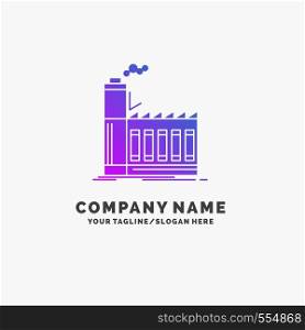 Factory, industrial, industry, manufacturing, production Purple Business Logo Template. Place for Tagline.. Vector EPS10 Abstract Template background