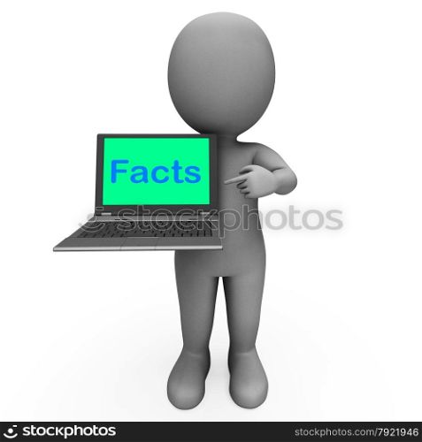 Facts Character Laptop Showing Honesty Data And Knowledge
