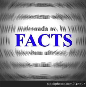 Facts concept icon meaning correct data and detailed description. Clarification of specifics detailed - 3d illustration