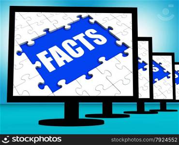 Facts Monitors Showing Data Information Wisdom And Knowledge