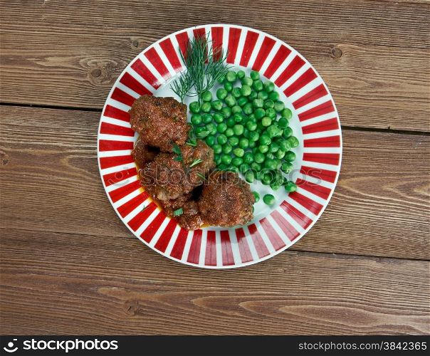 Faggot - traditional dish in the UK.traditionally made from pig&rsquo;s heart, liver and fatty belly meat or bacon minced together