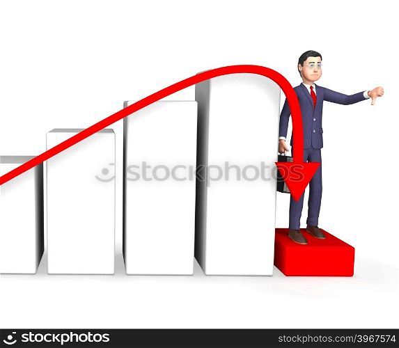 Fail Graph Representing Lack Of Success And Business Person 3d Rendering