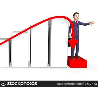 Fail Graph Representing Lack Of Success And Business Person 3d Rendering