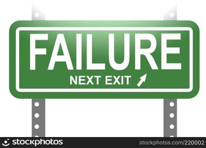 Failure word with green sign board isolated , 3D rendering