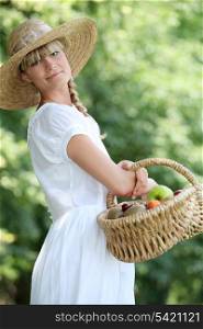 fair-haired belle with basket