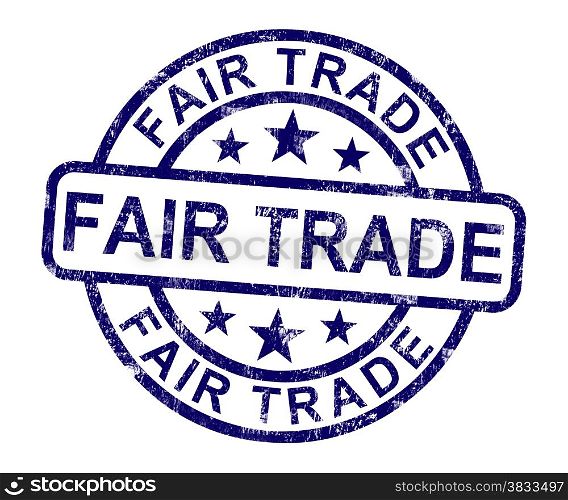 Fair Trade Stamp Shows Ethical Produce. Fair Trade Stamp Shows Ethical Produce And Products