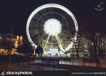 Fair wheel in Budapest shot with long exposure