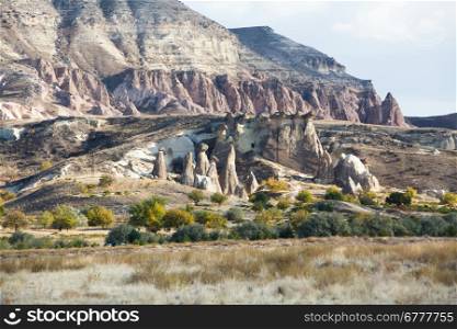 Fairy chimneys landscape in Cappadocia, Turkey